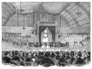 The Shakspeare Commemoration in London: unveiling a bust of Shakspeare... Agricultural Hall, 1864. Creator: Unknown