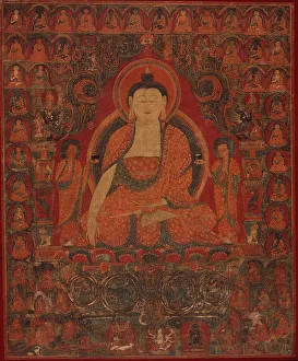 Lohan Prints: Shakyamuni with the Thirty-Five Buddhas of the Confession of Sins and the Eighteen Arhats
