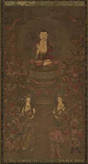 Shakyamuni Triad with the Sixteen Protectors of the Great Wisdom Sutra, 1300s. Creator: Unknown