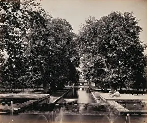 South Asian Prints: Shalimar, Kashmir: small fountains at the top of a weir, c1870s. Creator: Samuel Bourne