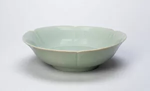 Turquoise Collection: Shallow Foliate Bowl, Korea, Goryeo dynasty (918-1392), 12th century. Creator: Unknown