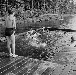 Swimming Gallery: Shallow swimming pool for learners at Camp Nathan Hale, Southfields, New York