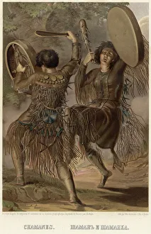 Beating Prints: Shaman and shamanka, 1862. Creator: Karlis Huns