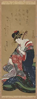 Kakejiku Collection: Shamisen Player, Edo period, late 18th-early 19th century. Creator: Kitagawa Utamaro II