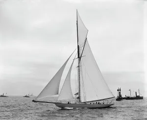 Regatta Prints: Shamrock I before the start, Oct. 17, 99, c1899. Creator: Unknown