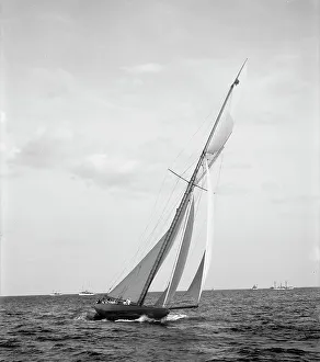 Regatta Prints: Shamrock II at the finish, Oct. 3, 1901, c1901 Oct 3. Creator: Unknown