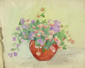 Clover Prints: Shamrocks and bluebells in a vase. Creator: Maria Wiik