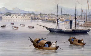 Shanghai Prints: Shanghai harbour c1875