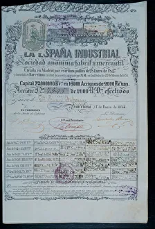 Real Prints: Shares of vellon reals (old Spanish money) of the industrial and commercial Society