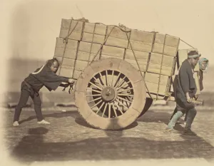 Beato Prints: Shariki, or Cart-Pushing Coolies, ca. 1860. Creator: Felice Beato