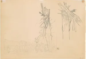 Two Shattered Trees;and Study for The Road'[verso], 1918