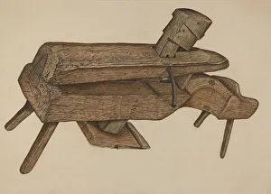 Wood Shavings Prints: Shaving Horse, c. 1938. Creator: Clarence W Dawson