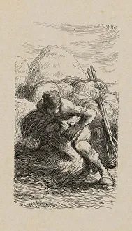 Manual Labour Prints: Sheaf-Binder, 1853, after drawing made in 1852. Creator: Jacques-Adrien Lavieille