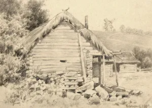 Smirnov Boris Vasilievich Prints: Shed in a Village near the Ural Mountains, 1904. Creator: Boris Vasilievich Smirnov