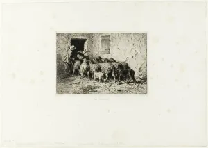 The Sheep Coming Home, c. 1865. Creator: Charles Emile Jacque