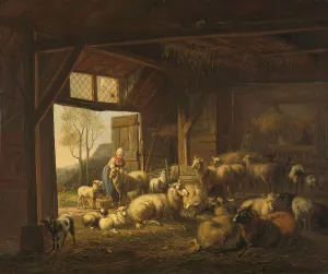 Tending Prints: Sheep and Goats in a Stable, 1821. Creator: Jan van Ravenswaay