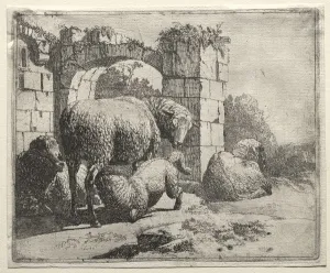 Johann Heinrich Roos Prints: Sheep Near the Ruins of an Arch, 1665. Creator: Johann Heinrich Roos (German, 1631-1685)