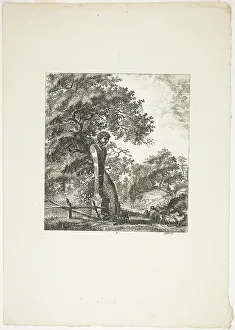 Salomon Gesner Prints: Sheep by a Statue of Pan, plate five from Paysages Dédiés à M