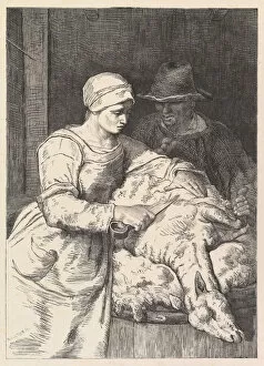 Wool Gallery: The Sheepshearer, 19th century. Creator: Henry Linton