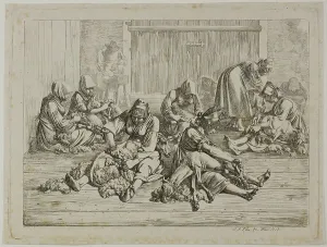 Sheepshearing Prints: Sheepshearing, 1818. Creator: Johann Adam Klein