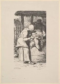 Jean Francois Prints: Sheepshearing, 1853. Creator: Jacques-Adrien Lavieille