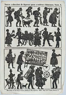 Market Stall Collection: Sheet 1 of figures for Chinese shadow puppets, 1859. Creator: Juan Llorens