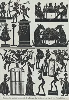 Cage Collection: Sheet 11 of figures for Chinese shadow puppets, 1859. Creator: Juan Llorens