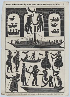 Silhouettes Prints: Sheet 15 of figures for Chinese shadow puppets, 1859. Creator: Juan Llorens