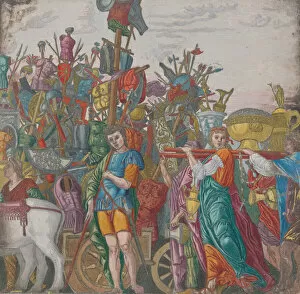 Julius Gallery: Sheet 3: Trophies of war, from The Triumph of Julius Caesar, 1599. 1599