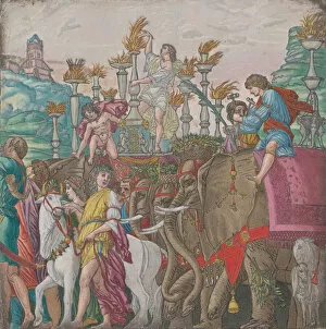 Animal Sacrifice Gallery: Sheet 5: Elephants, from The Triumph of Julius Caesar, 1599. Creator: Bernardo Malpizzi