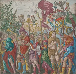 Bernando Collection: Sheet 7: procession of Musicians and others holding standards