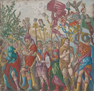 Bernando Collection: Sheet 7: procession of Musicians and others holding standards