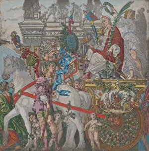 Bernando Collection: Sheet 9: Julius Caesar in his horse-drawn chariot, from The Triumph of Julius Caesar
