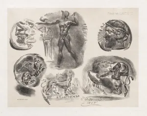 1798 1863 Prints: Sheet of Six Antique Coins, 1825. Creator: Eugene Delacroix (French, 1798-1863)