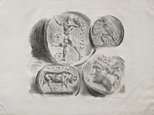 1798 1863 Prints: Sheet of Four Antique Medals, 1825. Creator: Eugene Delacroix (French, 1798-1863)