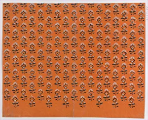 Remondini Prints: Sheet with blue and orange leaf pattern