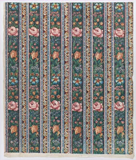 Sheet with a six borders with floral garlands, late 18th-mid-19th ce... late 18th-mid-19th century. Creator: Anon