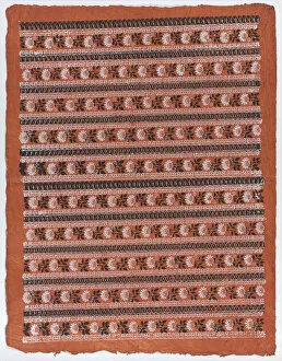 Sheet with ten borders with floral patterns on orange background, la... late 18th-mid-19th century. Creator: Anon