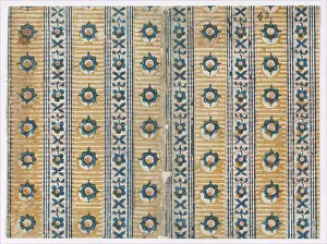 Relief Print Prints: Sheet with five borders with floral and striped patterns, 19th century. Creator: Anon