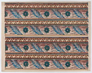 Sheet with two borders with flower and leaf designs, late 18th-mid-1... late 18th-mid-19th century. Creator: Anon