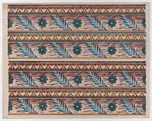 Sheet with two borders with flower and leaf designs, late 18th-mid-1... late 18th-mid-19th century. Creator: Anon Sheet with two borders with flower and leaf designs, late 18th-mid-1... late 18th-mid-19th century. Creator: Anon