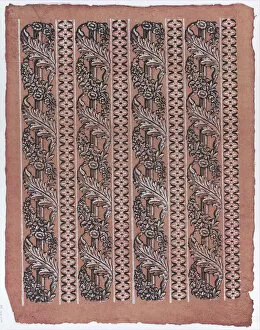 Sheet with four borders with a garland of acanthus leaves and flower... late 18th-mid-19th century. Creator: Anon