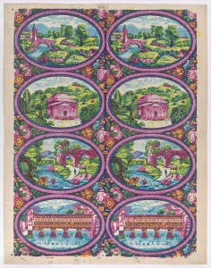 Sheet with two borders with Italian landscapes, late 18th-mid-19th c... late 18th-mid-19th century. Creator: Anon Sheet with two borders with Italian landscapes, late 18th-mid-19th c... late 18th-mid-19th century. Creator: Anon