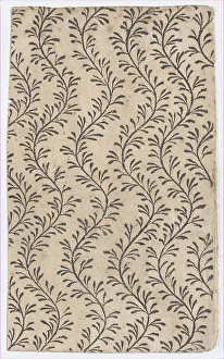 Relief Print Prints: Sheet with overall curved vine pattern, 19th century. Creator: Anon