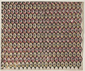 Relief Print Prints: Sheet with overall diamond pattern, 19th century. Creator: Anon