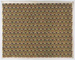 Sheet with overall fan design in yellow, green, and red, late 18th-m... late 18th-mid-19th century. Creator: Anon