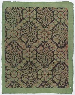 Remondini Prints: Sheet with overall floral pattern on green background