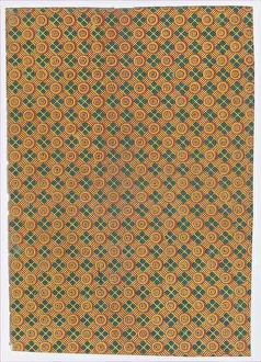 Relief Print Prints: Sheet with overall geometric pattern with striped circles and squares