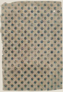 Relief Print Prints: Sheet with overall grid pattern with stars, 19th century. Creator: Anon