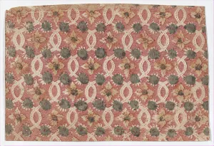 Relief Print Prints: Sheet with overall lattice pattern with rosettes, 19th century. Creator: Anon